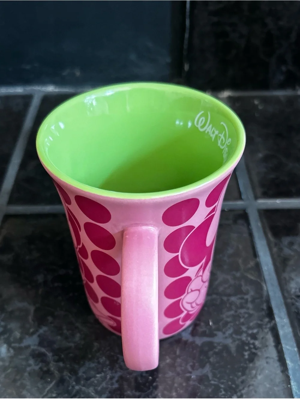 Walt Disney World Minnie Mouse Pink Polka Dot & Lime Green Mug Authentic